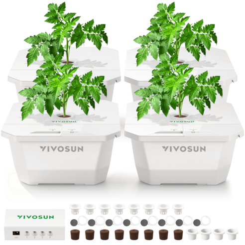 FlexFeed 4-Gallon DWC Hydroponic System Kit, Deep Water Culture Grow Kit with Smart Controller, App Water Temperature Monitoring & Air Pump, for Grow Tents, 4-Bucket