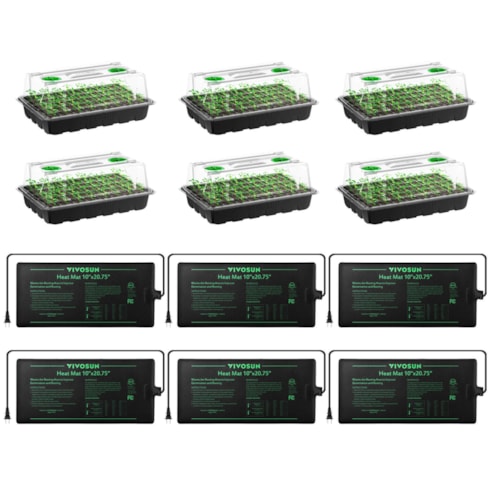 Seedling Combo w/ 6-Pack 10"x20.75" Heat Mat and 6-Pack Seed Starter Trays