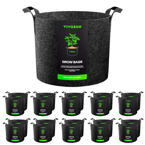 20-Pack 7 Gallon Grow Bags, Heavy Duty Thickened Nonwoven Fabric Pots with Handles for Flowers Fruits and Vegetables Black