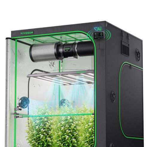 Smart AI Grow Tent System 5x5 Indoor Smart Grow System with Self-Learning AI Controller, Dynamic Airflow & Tunable Spectrum, Automated Climate Control, 2000D Mylar Tent 60"x60"x80"