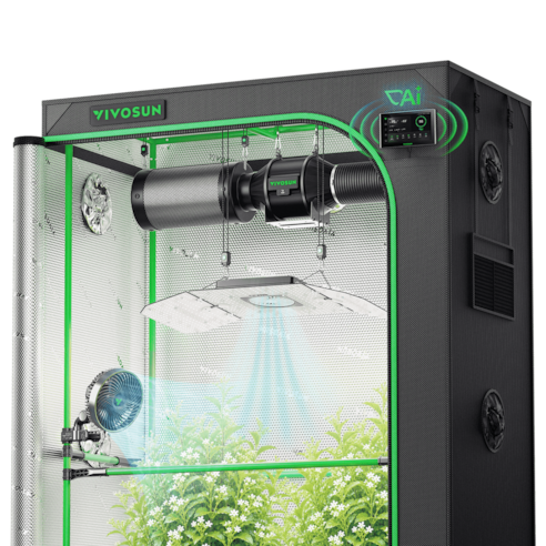 Smart AI Grow Tent System 4x2 Indoor Smart Grow System with Self-Learning AI Controller, Dynamic Airflow & Tunable Spectrum, Automated Climate Control, 2000D Mylar Tent 48"x24"x72"