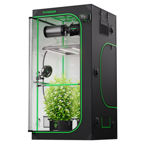 Smart Growbox Komplettset Pro 100 x 100 x 180 cm, Komplettes Grow-Set mit 2-in-1 LED-Lampe mit anpassbarem Spektrum, intelligenter GrowHub-Automatisierung, effiziente Belüftung & 360°-Luftzirkulation, 2000D Mylar-Growzelt