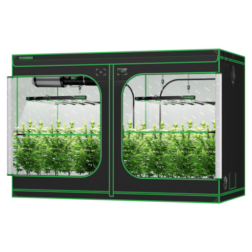 Smart Grow Tent Kit GIY-SGS-105 Pro 5x10, 12-Plant Complete System, with WiFi E42A Controller, 2x 650W VSFD6500 LED Grow Light, and 8-inch AeroZesh T8 Ventilation Combo
