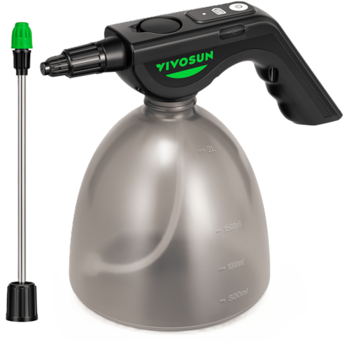 Battery Powered Sprayer 0.5Gallon, Electric Spray Bottle USB Rechargeable, 2.2 Ah Battery