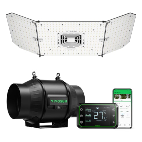 AeroLight A200SE 200W LED-Pflanzenlampe mit AeroZesh T6 15 cm Rohrventilator und GrowHub E42A Controller