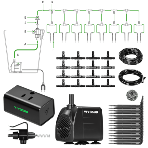 FlexFeed Automatic Drip Irrigation Kit for Indoor & Outdoor Plants, Smart Watering System with 16 Drip Emitters, 4mm Fast Flow, App-Controlled A10 GrowHub, Quiet 15W Pump