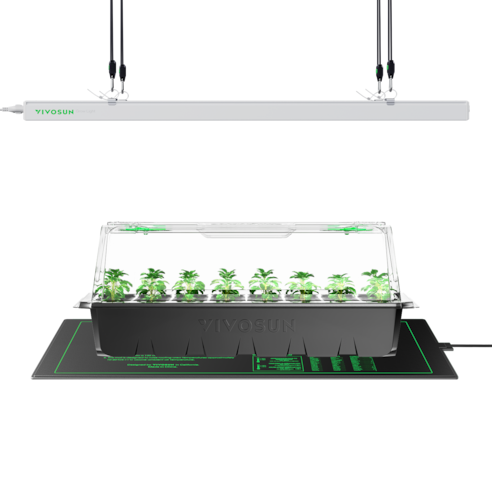 Seed Starter Kit with 40-Cell Seed Starter Tray, 4-Pack LED Linear Grow Lights, and a Heat Mat