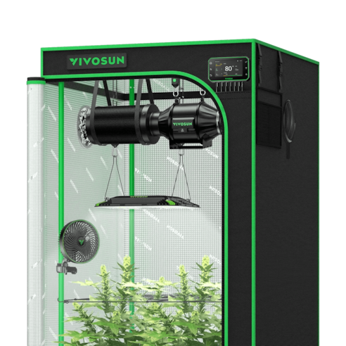 Smart Grow Tent Kit GIY-SGS-27 Pro 2.7x2.7, 2-Plant Complete System, with WiFi E42A+ Controller, 150W AeroLight LED Grow Light, 4-inch AeroZesh T4 Ventilation Combo, and AeroWave E6 Gen2 Clip-on Fan