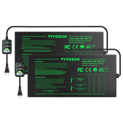 Seedling Heat Mat with Dual Digital Display Thermostat, 48" x 20.75" Black Warm Hydroponic Heating Pad for Seed Germination 2 Pack