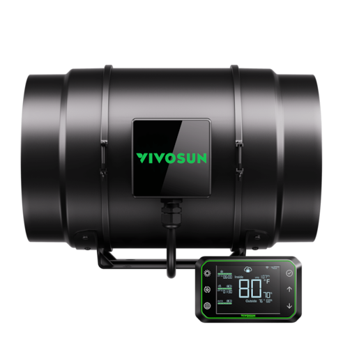 AeroZesh G8 Inline Fan 8″ with E42A Temp. Humidity WiFi Controller, PWM-Controlled EC Fan for Grow Tent Ventilation