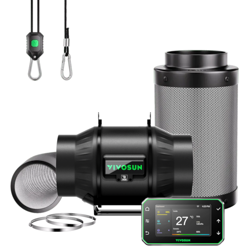 Smart Air Filtration PRO Kit 6", AeroZesh T6 Inline Duct Fan with GrowHub E42A+, Temperature Humidity Controller, Carbon Filter & Ducting Ventilation System for Grow Tent, Hydroponics