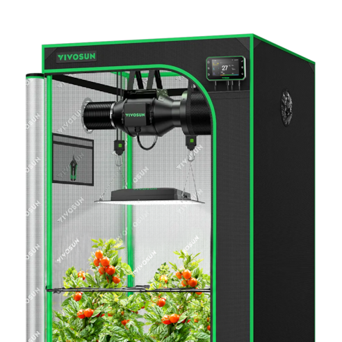 CLEARANCE | Smart Grow Tent Kit GIY-SGS-27 2.7x2.7, 2-Plant Complete System, with WiFi E42A+ Controller, 150W AeroLight SE LED Grow Light, and 4-inch AeroZesh G4 Ventilation Combo
