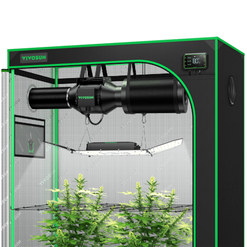 Smart Grow Tent Kit GIY-SGS-42 2x4, 2-Plant Complete System, with WiFi E42A Controller, 200W AeroLight Wing SE LED Grow Light, and 4-inch AeroZesh G4 Ventilation Combo