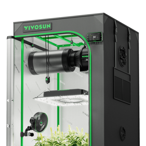 Smart Grow Tent Kit PRO 2.3x2.3 Indoor Grow System with 2-in-1 Tunable Spectrum LED Light, Smart GrowHub Automation, Efficient Ventilation & 360° Airflow, 2000D Mylar Tent 28"x28"x63"