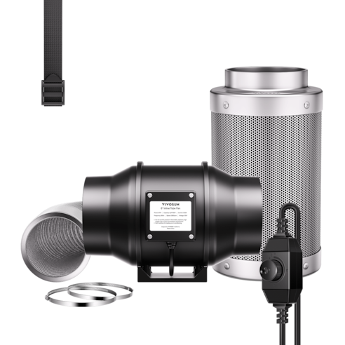 Air Filtration Kit R6 6″, Inline Fan R6 with Variable Speed Controller, Carbon Filter & Ducting Combo