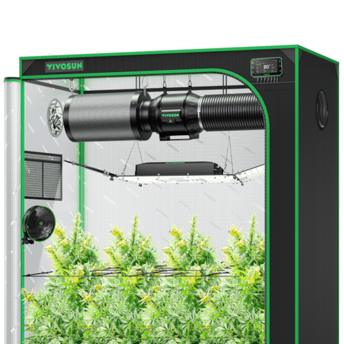 Smart Grow Tent Kit 2x5, 3-Plant Complete System, with WiFi E42A+ Controller, 200W AeroLight Wing LED Grow Light, 6-inch AeroZesh T6 Ventilation Combo, and AeroWave E6 Gen2 Clip-on Fan