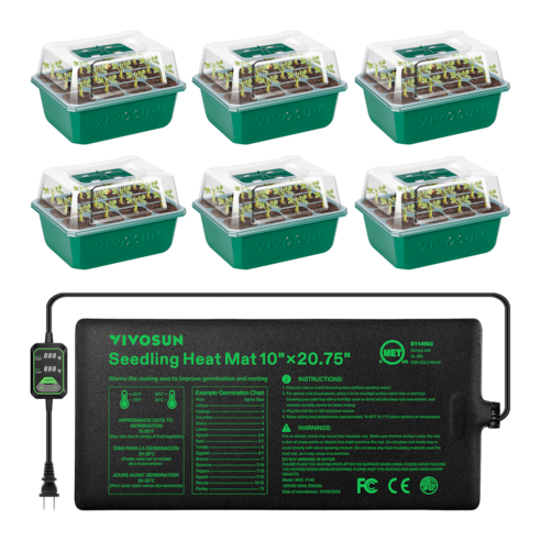 Seedling Combo w/ 10"x20.75" Heat Mat and 6-Pack Seed Starter Trays