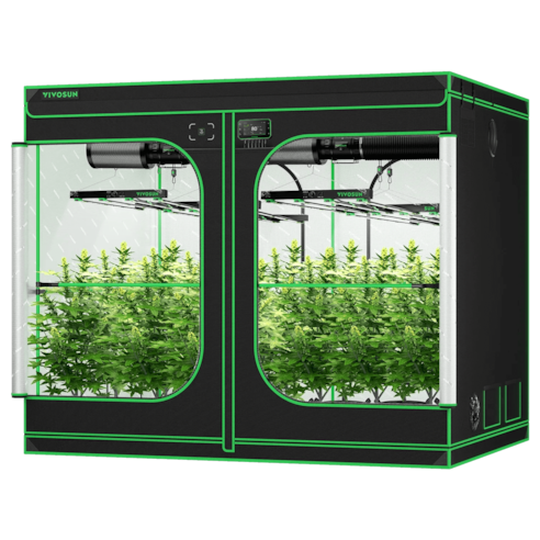 Smart Grow Tent Kit GIY-SGS-88 Pro 8x8, 16-Plant Complete System, with WiFi E42A+ Controller, 4x 450W VSFD4500 LED Grow Light, and 2x 8-inch AeroZesh T8 Ventilation Combo