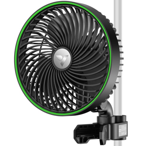 AeroWave E6 Clip-on Fan, EC Motor, Auto Oscillation Fan, Air Circulator For Grow Tent, Black