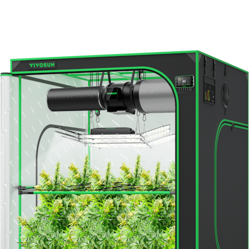 Smart Growbox Komplettset 150 x 150 x 200 cm, Komplettsystem für 6 Pflanzen GIY-SGS-55, mit WiFi E42A+ Controller, 3 x 200W AeroLight Wing SE LED Pflanzenlampe und 15 cm AeroZesh G6 Abluftset