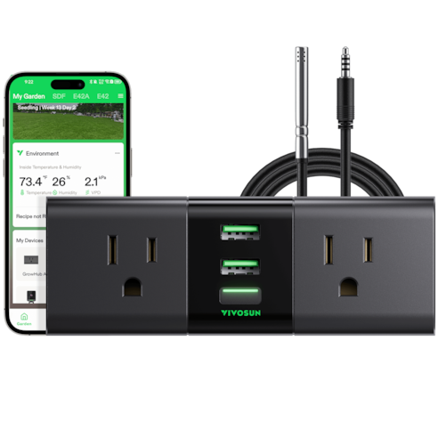 GrowHub A22 Controller with Temperature and Humidity Sensor Probe, Compatible with Vivosun App for Grow Tent