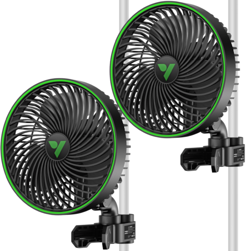 2-Pack AeroWave E6 Gen2, Grow Tent Clip Fan 6”, EC Motor, Smart Control, Powerful Oscillating Fan, Black