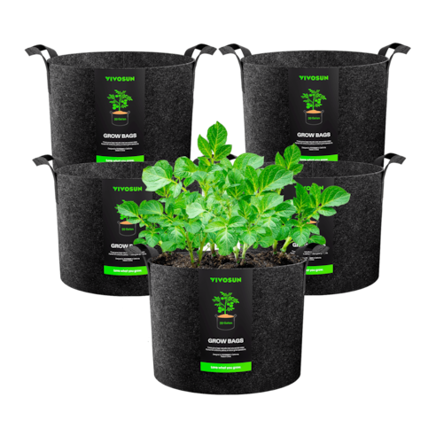 30 Gallon Grow Bags 5-Pack Black Thickened Nonwoven Fabric Pots with Handles