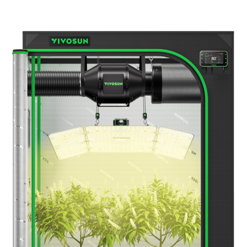 Smart Grow Tent Kit 4x2 Complete Indoor Grow System with Smart Controller, Full-Spectrum LED Grow Light & Ventilation Automation System, 1680D Mylar Tent 48"x24"x72"