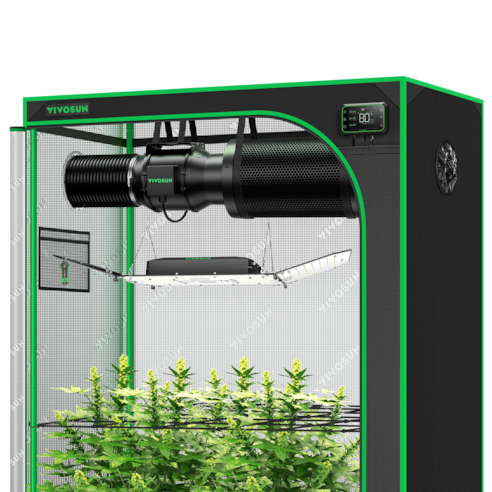 Smart Grow Tent Kit GIY-SGS-52 2x5, 3-Plant Complete System, with WiFi E42A Controller, 200W AeroLight Wing SE LED Grow Light, and 6-inch AeroZesh G6 Ventilation Combo