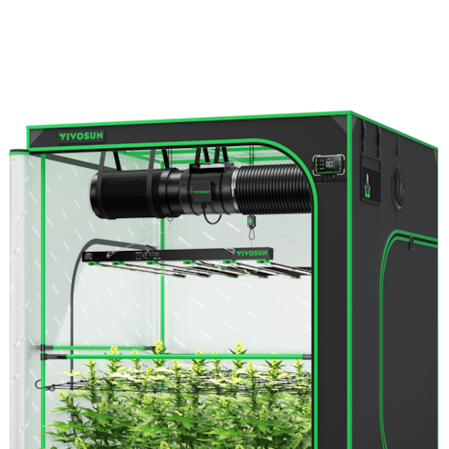 Smart Grow Tent Kit GIY-SGS-55FD 5x5, 6-Plant Complete System, with WiFi E42A Controller, 650W VSFD6500 LED Grow Light, and 8-inch AeroZesh G8 Ventilation Combo