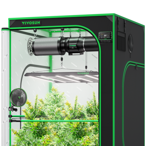 Smart Grow Tent Kit Pro 4x4, 4-Plant Complete System, with WiFi E42A+ Controller, 550W AeroLight LED Grow Light, 6-inch AeroZesh T6 Ventilation Combo, and AeroWave E6 Gen2 Clip-on Fan