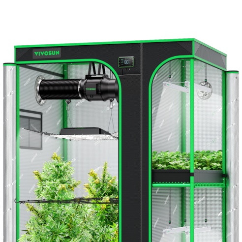 Smart 2-in-1 Grow Tent Kit GIY-SGS-54 4x5, 4-Plant Complete System, with WiFi E42A Controller, AeroLight Wing AW400SE LED Grow Light, and 6-inch AeroZesh G6 Ventilation Combo