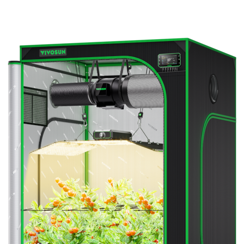 AUSVERKAUF | Smart Growbox Komplettset 120×120 cm, 4-Pflanzen System Vollautomatisches Grow-Setup mit WLAN-Steuerung, GrowHub E42A+ Controller, 400W Full-Spectrum LED Pflanzenlampe und 15cm AeroZesh G6 Abluftset