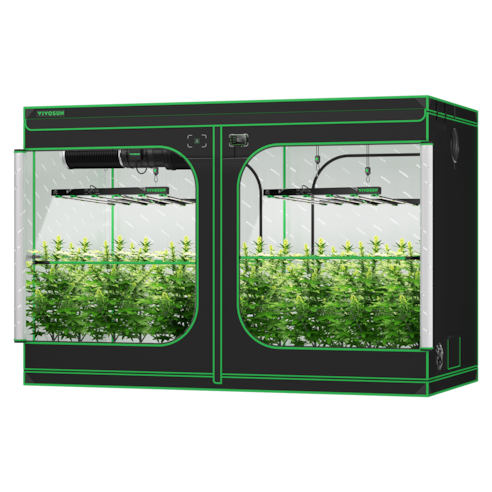 Smart Grow Tent Kit GIY-SGS-105 Pro 5x10, 12-Plant Complete System, with WiFi E42A Controller, 2x 650W VSFD6500 LED Grow Light, and 8-inch AeroZesh G8 Ventilation Combo