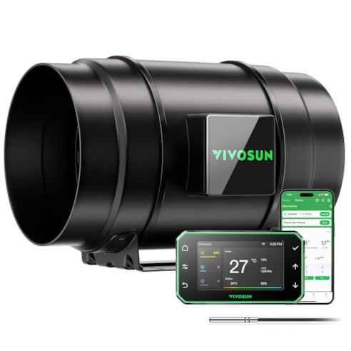 AeroZesh G8 Rohrventilator 20 cm mit E42A WLAN-Controller für Temperatur und Feuchtigkeit, PWM-gesteuerter EC-Ventilator für Growbox-Belüftung