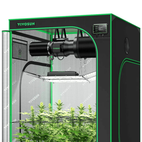 Smart Grow Tent Kit GIY-SGS-44 4x4, 4-Plant Complete System, with WiFi E42A Controller, 2x 200W AeroLight Wing SE LED Grow Light, and 6-inch AeroZesh G6 Ventilation Combo