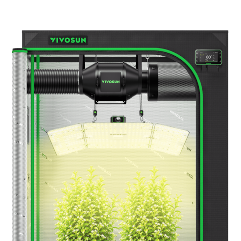 Smart Grow Tent Kit 4x2 Complete Indoor Grow System with Smart Controller, Full-Spectrum LED Grow Light & Ventilation Automation System, 1680D Mylar Tent 48"x24"x72"
