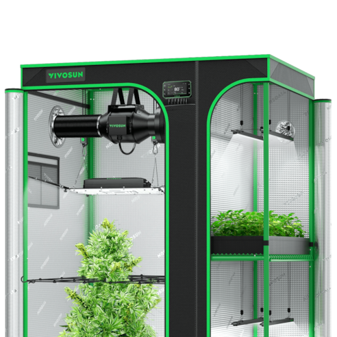 Smart 2-in-1 Grow Tent Kit GIY-SGS-43 3x4, 2-Plant Complete System, with WiFi E42A+ Controller, AeroLight Wing AW200SE LED Grow Light, and 4-inch AeroZesh G4 Ventilation Combo