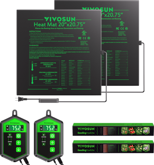 Seedling Heat Mat Digital Thermostat Combo 20″ x 20.75″ 2-Pack