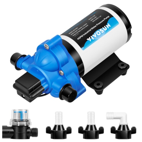 Water Pressure Pump, 115VAC 4 GPM 45 PSI Diaphragm Water Pump / Strainer for Bathrooms, Kitchens, RVs, and Yachts (Fixable)