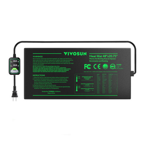 Seedling Heat Mat with Dual Digital Display Thermostat, 48" x 20.75" Black Warm Hydroponic Heating Pad for Seed Germination