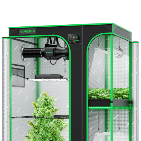 Smart 2-in-1 Grow Tent Kit GIY-SGS-43 3x4, 2-Plant Complete System, with WiFi E42A+ Controller, AeroLight Wing AW200SE LED Grow Light, and 4-inch AeroZesh G4 Ventilation Combo