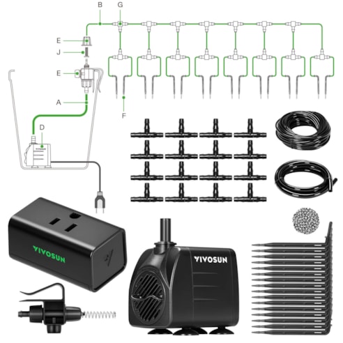 Automatic Drip Irrigation Kit for Indoor & Outdoor Plants, Smart Watering System with 16 Drip Emitters, 4mm Fast Flow, App-Controlled A10 GrowHub, Quiet 15W Pump