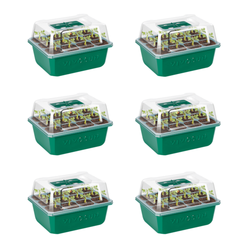 6-Pack Seed Starter Trays, 72-Cell Seed Starter Kit with Humidity Dome