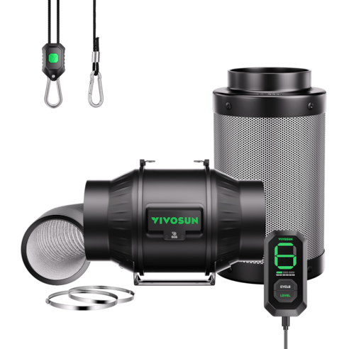 Smart Air Filtration Kit 6″, AeroZesh T6 Inline Fan with E12 Speed Controller, Carbon Filter & Ducting Combo