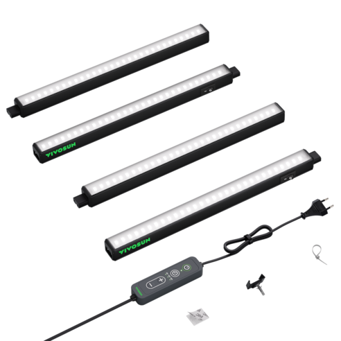 T5 Linear LED Pflanzenlampe 30 cm, 5000K Vollspektrum Grow Light 28W (4 x 7W) mit Timer & Dimmer, Pflanzenlicht für Anzucht, Hydroponik & Indoor Pflanzen, SGS kompatibel, erweiterbar, 4er Set