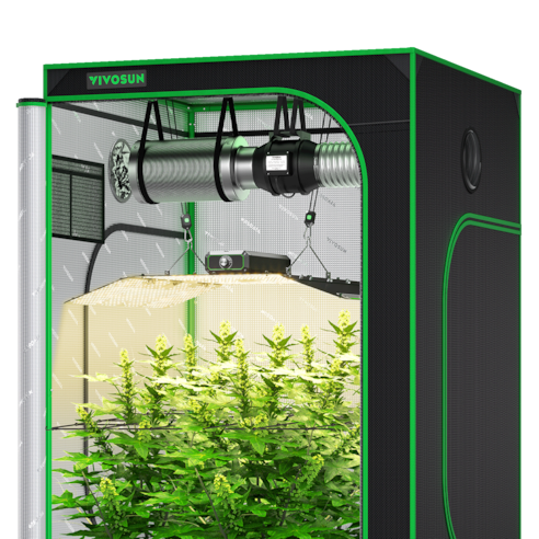 Starter Grow Tent Kit, 4 × 4ft 4-Plant System, WiFi-Controlled Grow System with Full Spectrum LED Grow Light, Automatic Ventilation, GrowHub Outlet A22 with Temperature and Humidity Sensor