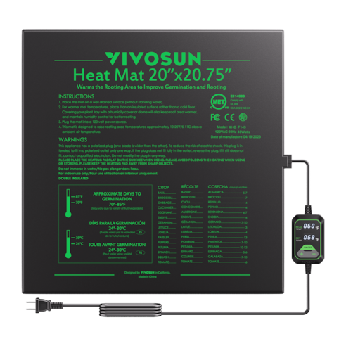 Seedling Heat Mat with Dual Digital Display Thermostat, 20" x 20.75" Black Warm Hydroponic Heating Pad for Seed Germination