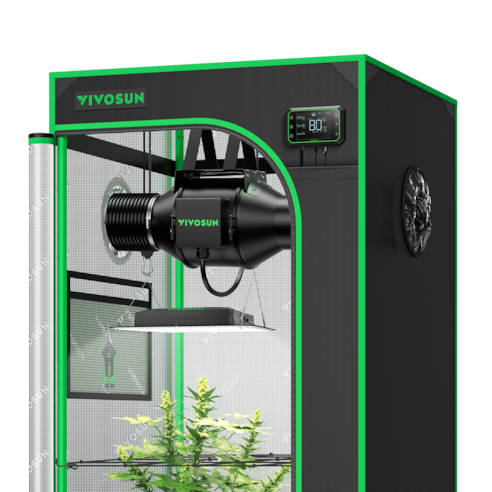 Smart Grow Tent Kit GIY-SGS-22 2x2, 1-Plant Complete System, with WiFi E42A Controller, 100W AeroLight SE LED Grow Light, and 4-inch AeroZesh G4 Ventilation Combo