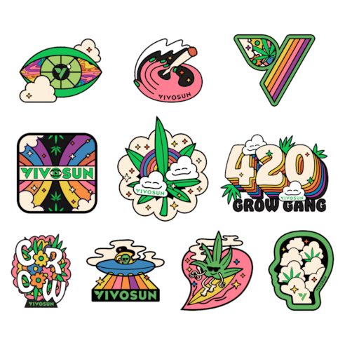 Brand Stickers Featuring Unique Designs, 10 pcs